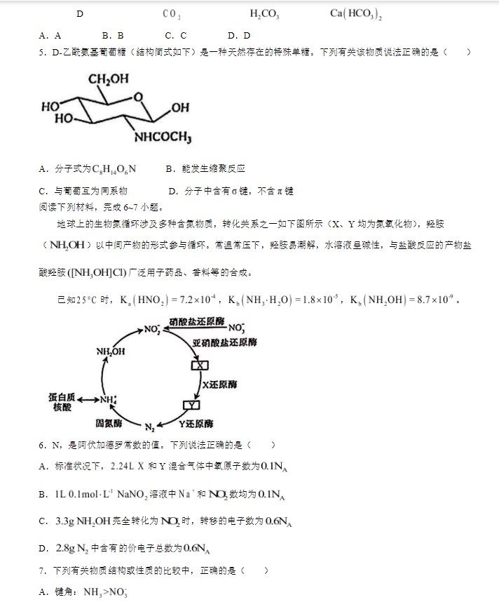 2024年安徽省高考化学真题图片